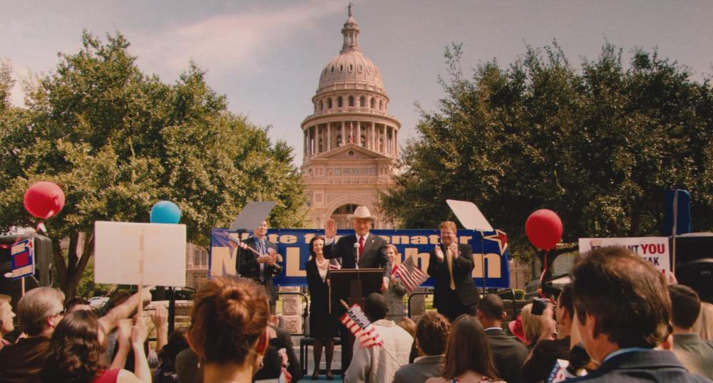 Machete screengrab showing a rally in front of the Texas Capitol