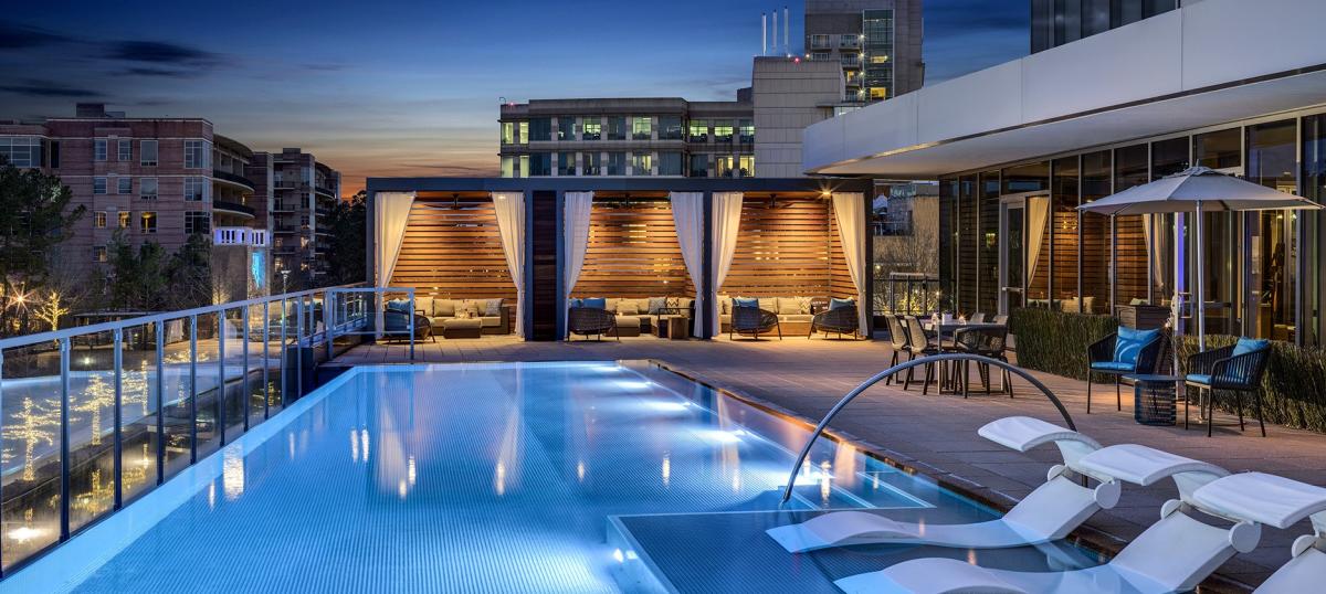 The Westin Pool and Cabanas at Night