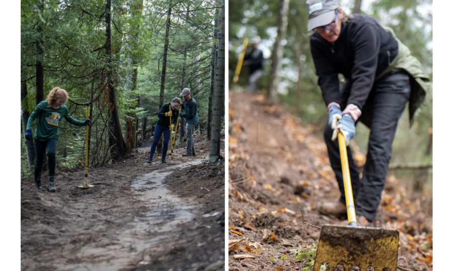 Volunteers helping with trail maintenance