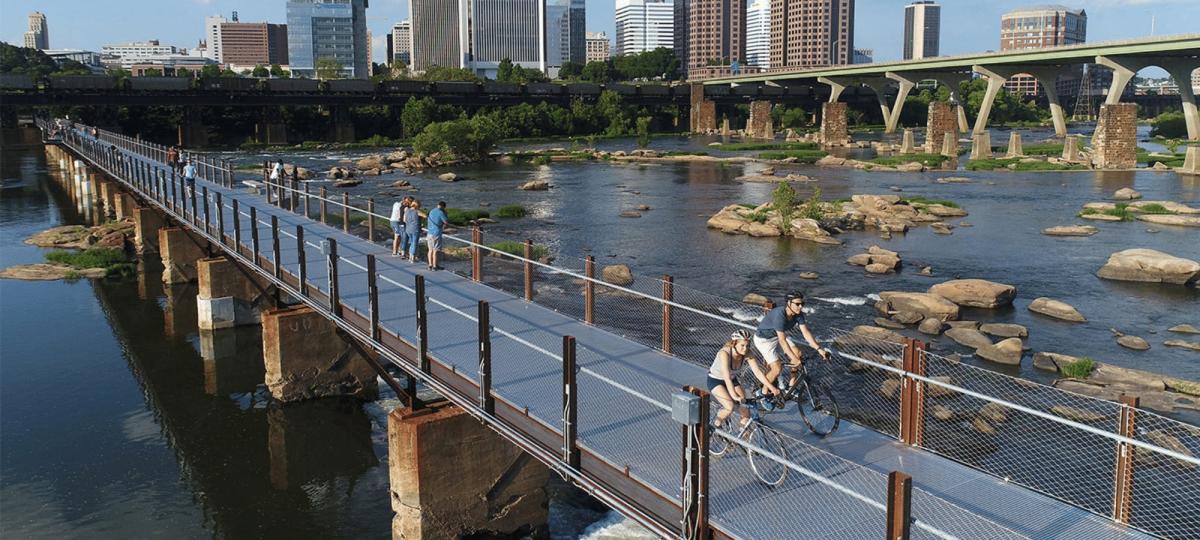 Biking at the Tyler Potterfield Memorial Bridge