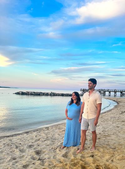 Pregnant Couple on the Yorktown Beach