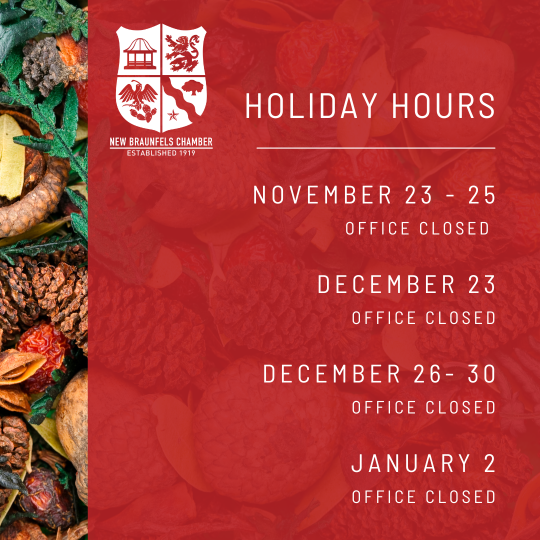 Chamber Holiday Hours 2022