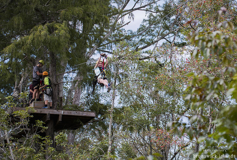 Zipline at The Green Swamp Park in Ocean Isle Beach, North Carolina.