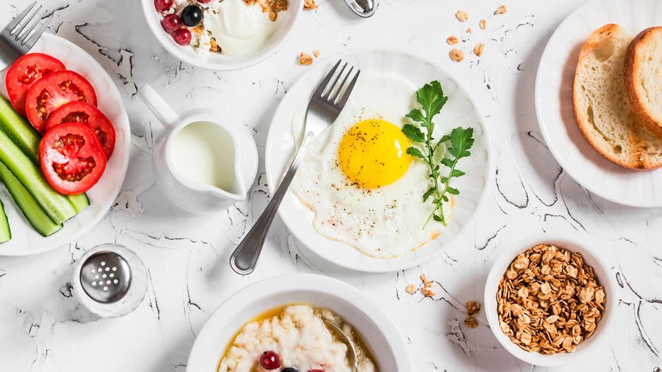 Breakfast marble Toast egg Oatmeal