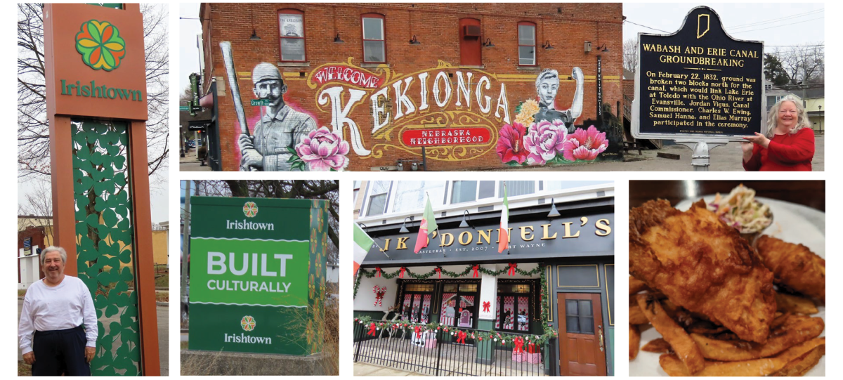 Collage showing different Irish destinations in Fort Wayne