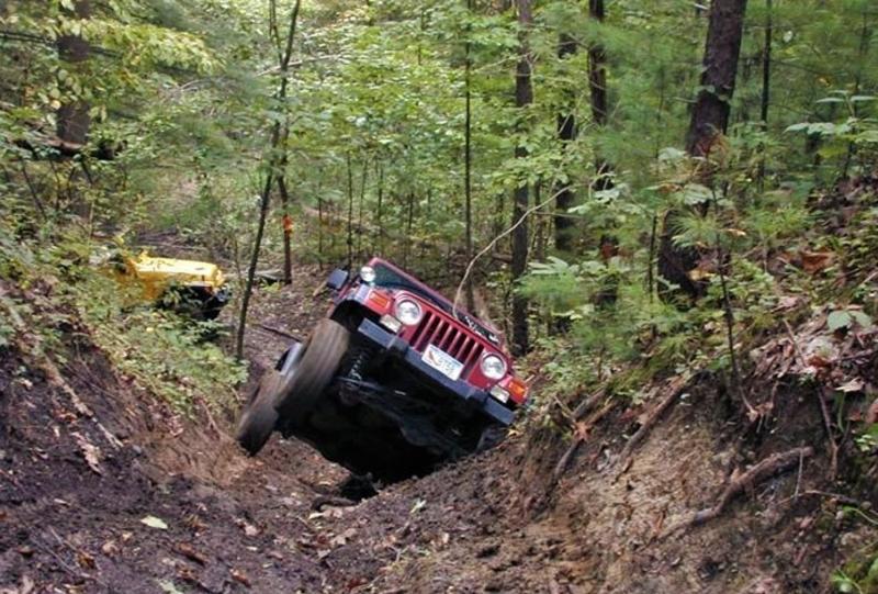 Two Jeeps navigating the off-roading trails at Redbird State Recreation Area