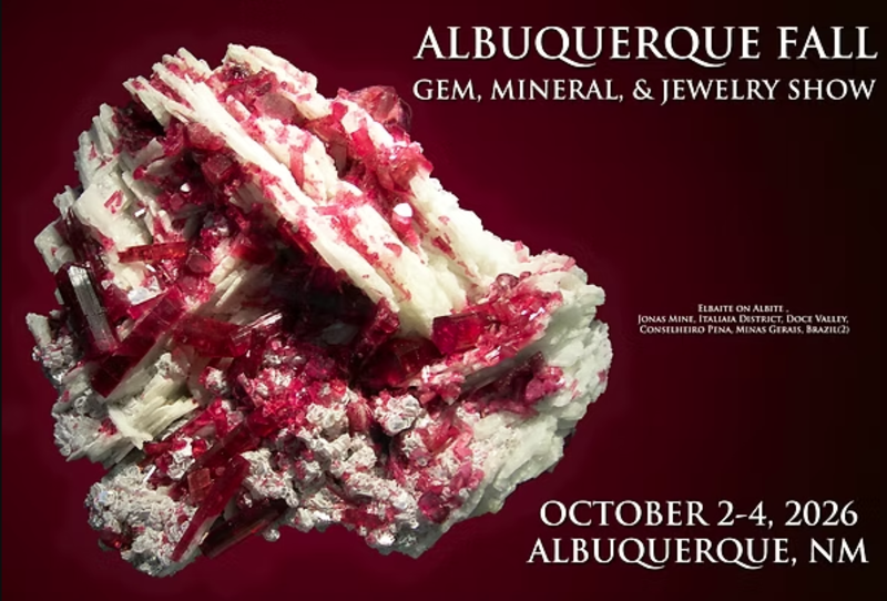 A graphic advertising the Albuquerque Fall Gem, Mineral & Jewelry Show.