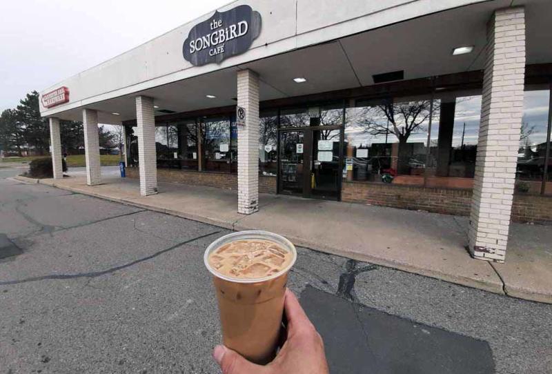 Coffee outside the Songbird Cafe