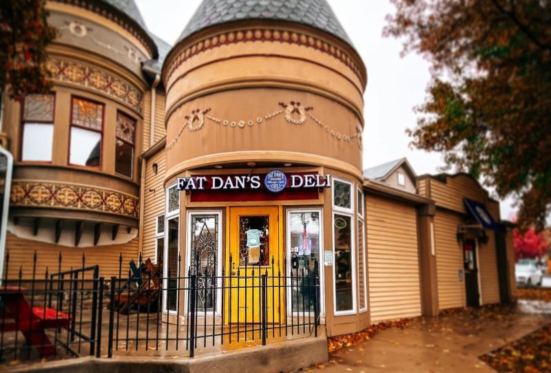 Exterior of Fat Dan's on a fall day