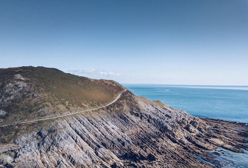Aerial shot of Wales Coast Path