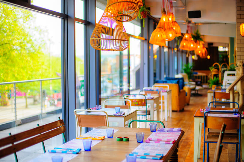 Colourful interior of restaurant