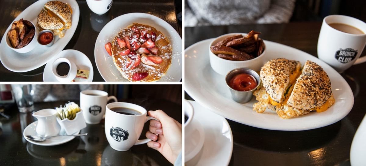 Collage of breakfast meals available at Basset Brunch Club in Madison, WI