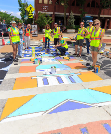 Artwalk crosswalks with Bates Middle School PVA students
