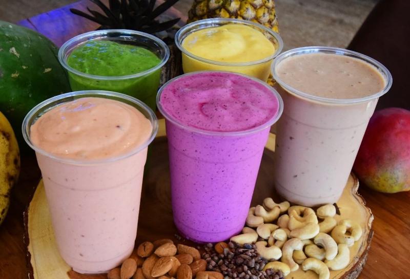 Five different smoothies from Soul Juice In Bloomington, IN