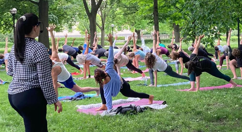 Group yoga at Summer Festival