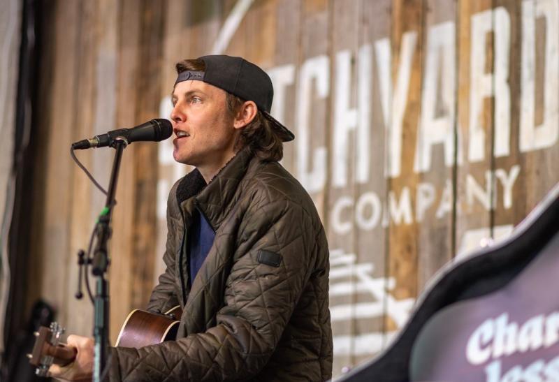 Charlie Jesseph playing acoustic music at Switchyard Brewing Co.