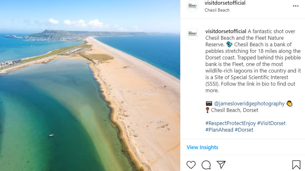 An Instagram Post on Chesil Beach