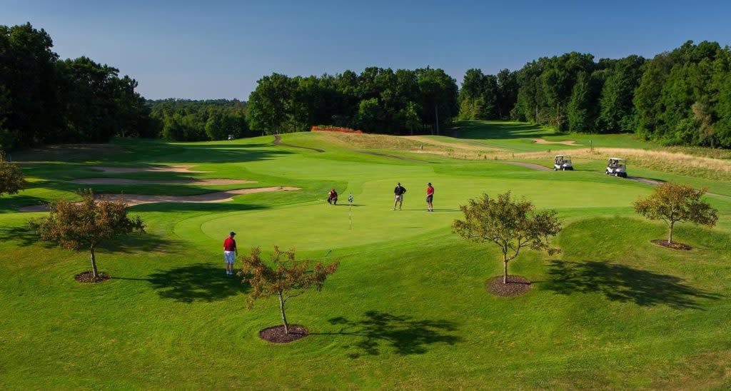 people playing at a golf course