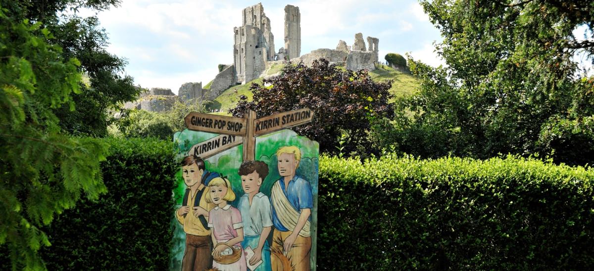 Enid Blyton's Famous Five characters at Corfe Castle in Dorset