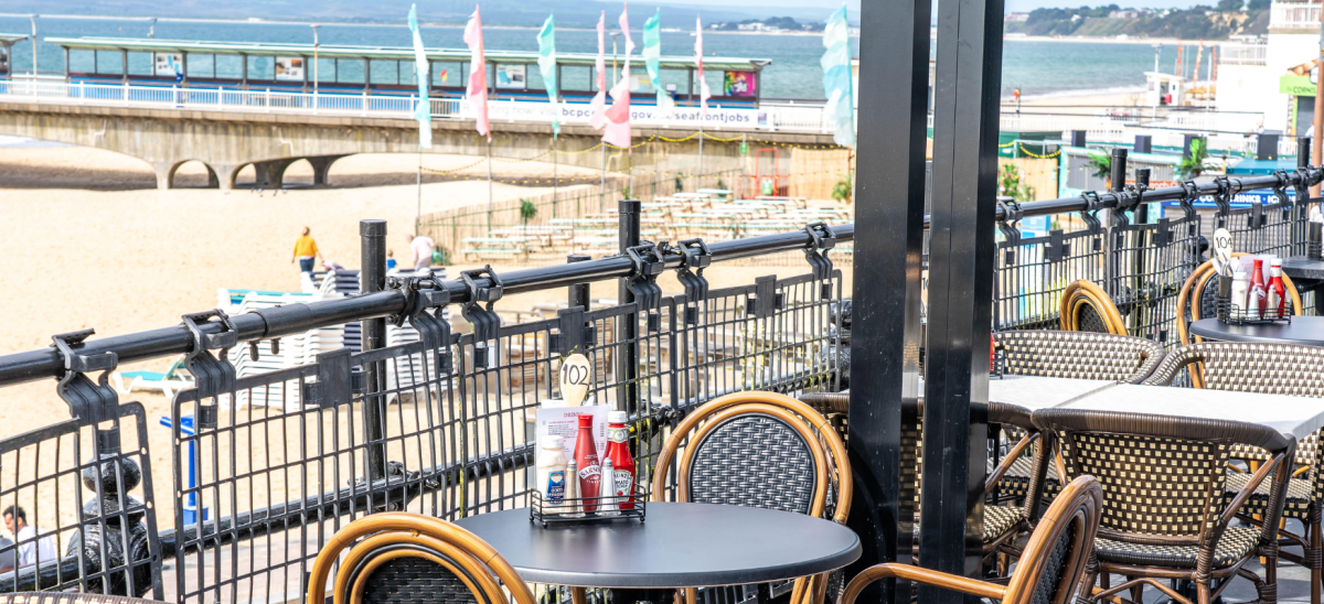 View from the terrace at Harry Ramsden's in Bournemouth, Dorset
