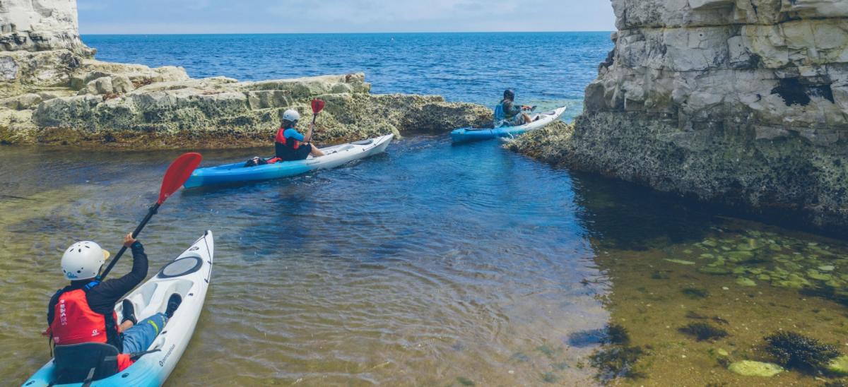 Kayaking at Old Harry Rocks in Dorset