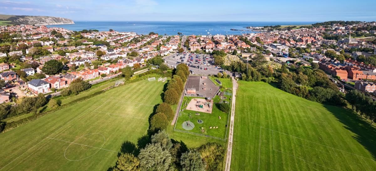 King Georges Field Skate Park and childrens play area in Swanage