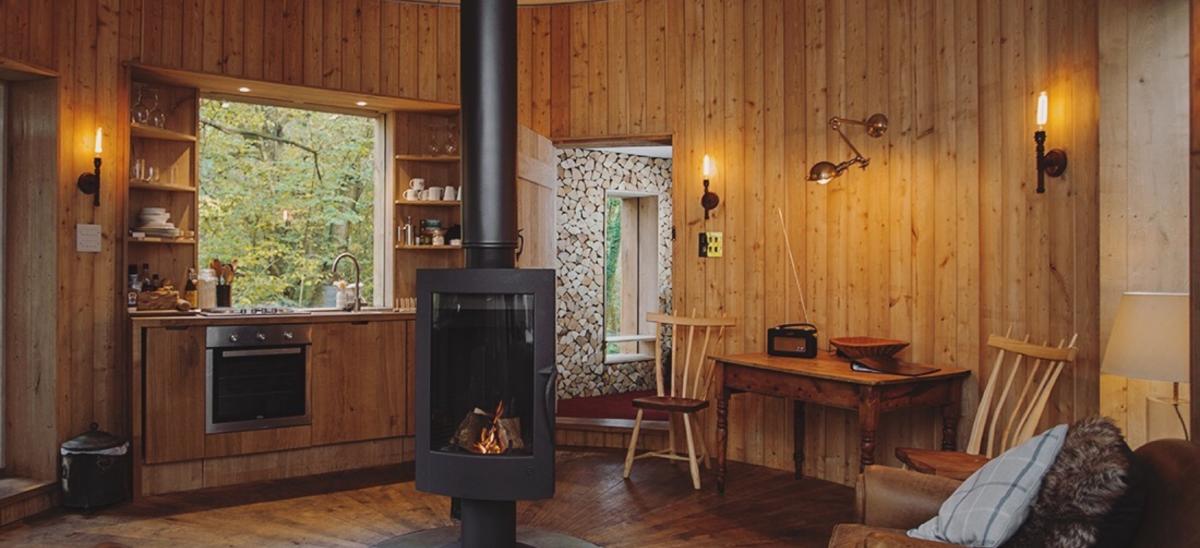 Inside one of the treehouses at Mallinson's Woodland Retreat in Dorset