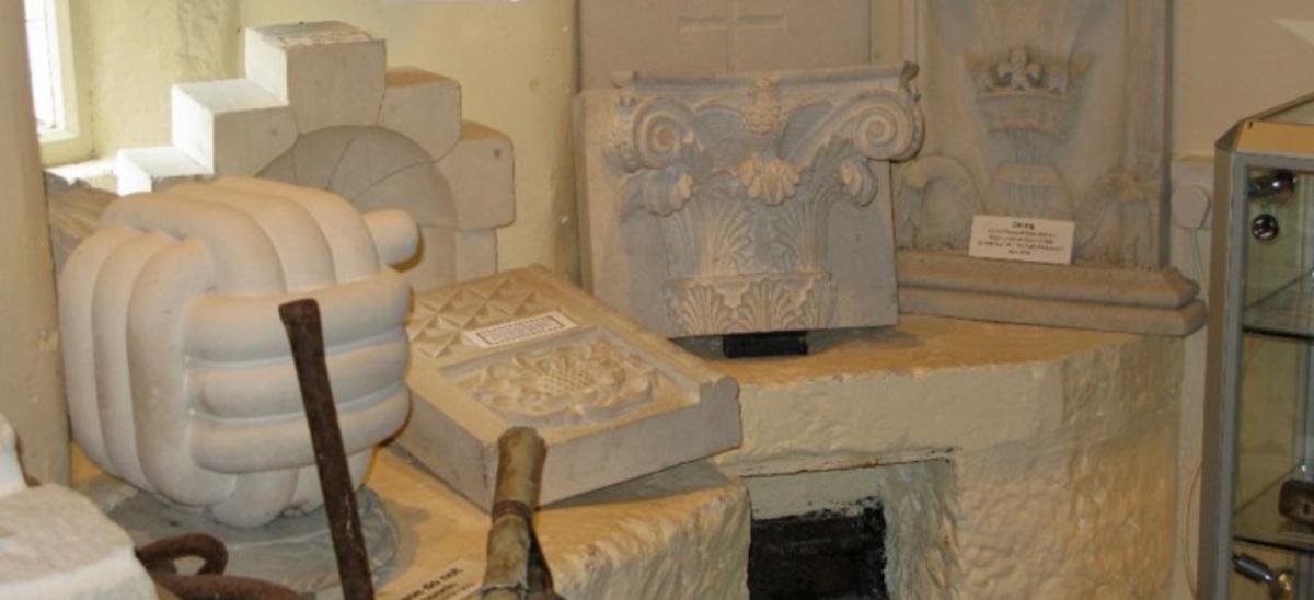 Stone sculpture at Portland Museum in Dorset