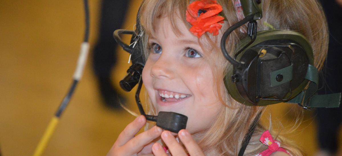 A young girl at the Royal Signals Museum in Dorset