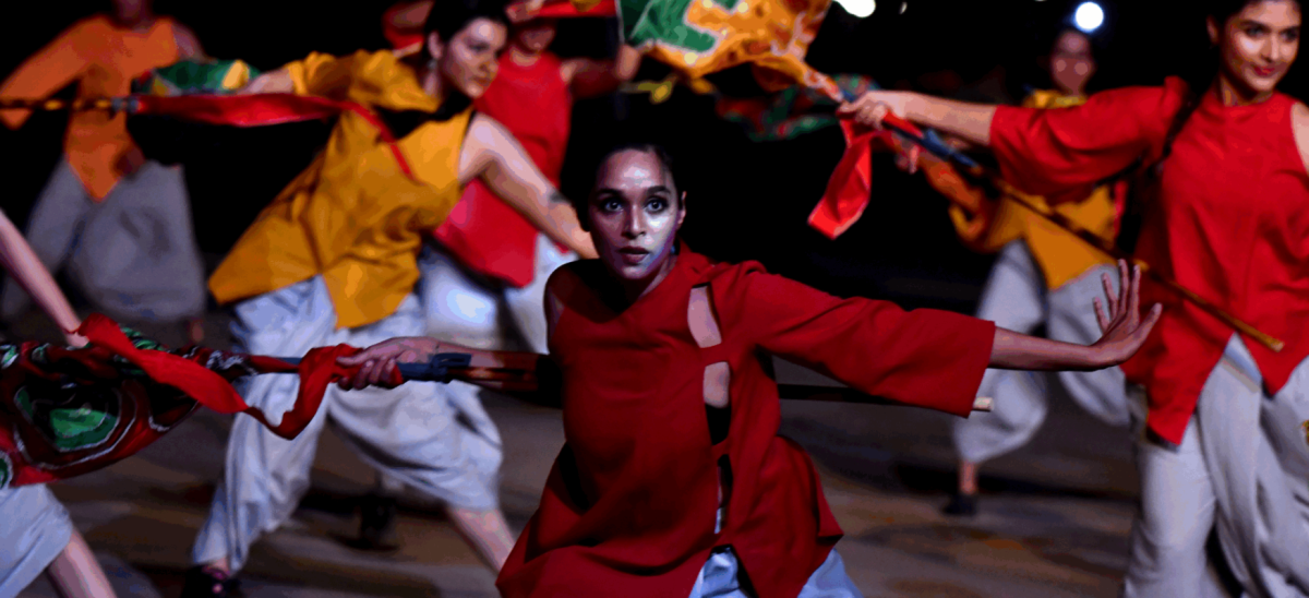 Picture shows Dusk til Dark performers in Weymouth