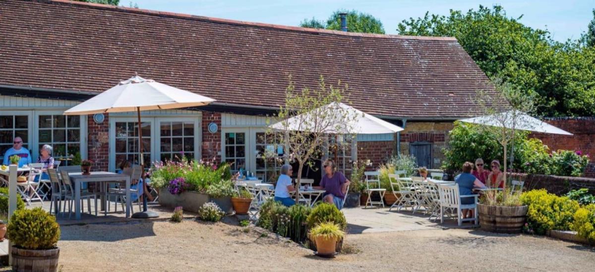 Outside seating at Symondsbury Kitchen near Bridport, Dorset