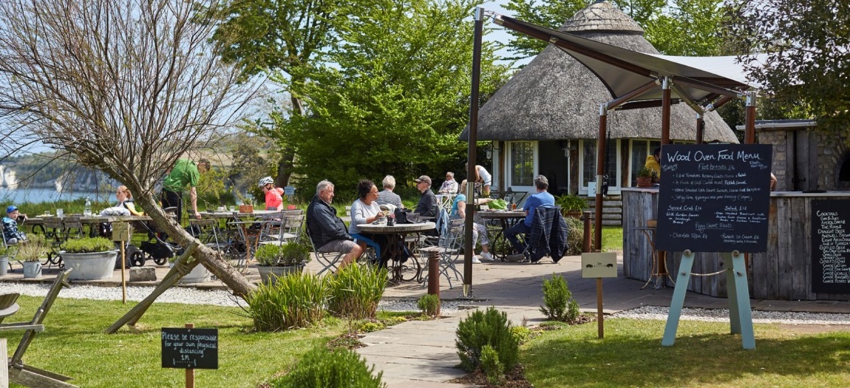 Dining outside at the PIG on the Beach Hotel