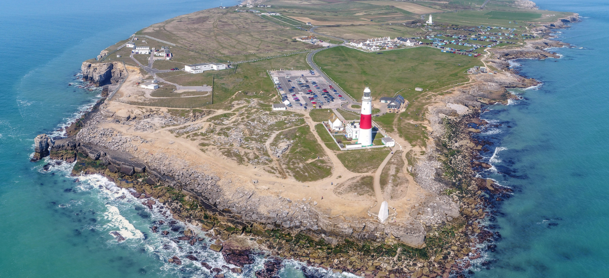 Drone shot of Portland Bill looking north