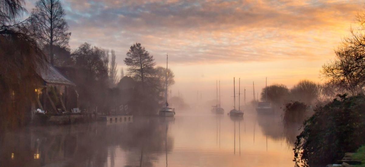 Misty sunrise over the River Frome at Wareham, copyright Matt Pinner