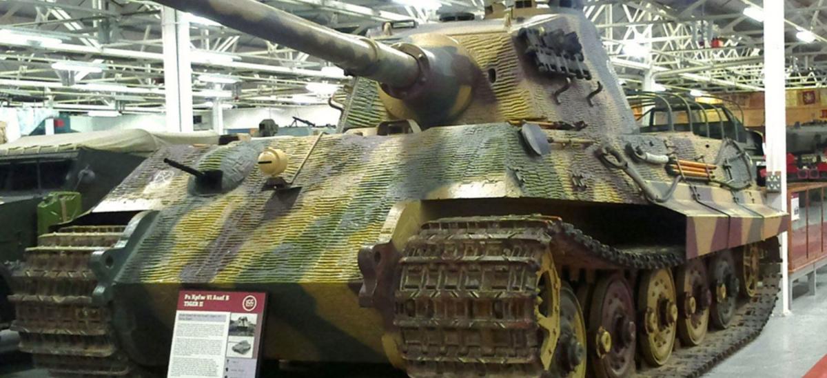 Tiger Tank on display inside the Tank Museum at Bovington, Dorset