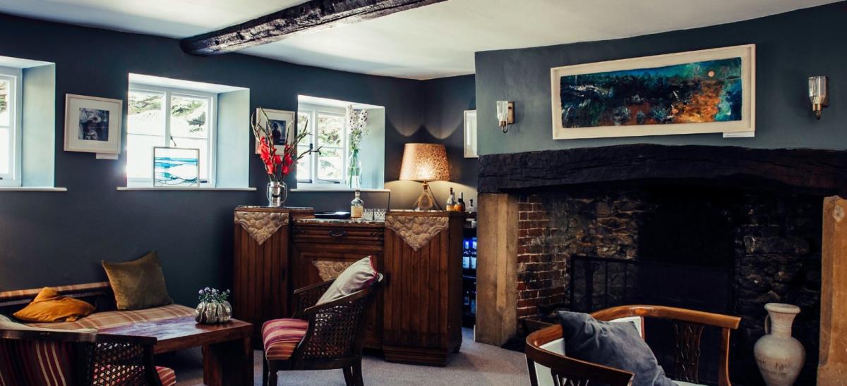 The lounge bar at The Ollerod in Beaminster, Dorset