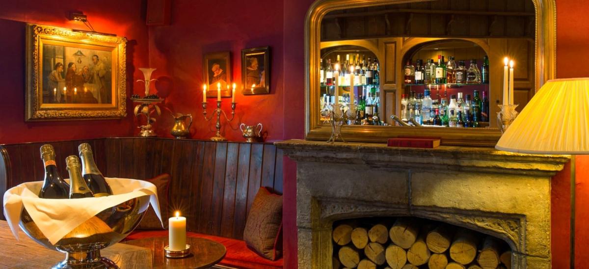 The bar at The Priory Hotel in Wareham, Dorset