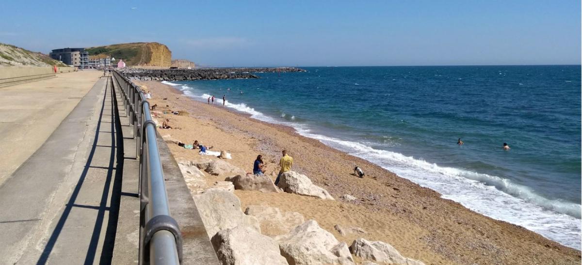 The dog friendly beach at West Bay in Dorset