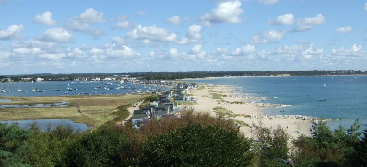 View of Mudeford Sandbank from Hengistbury Head in Dorset