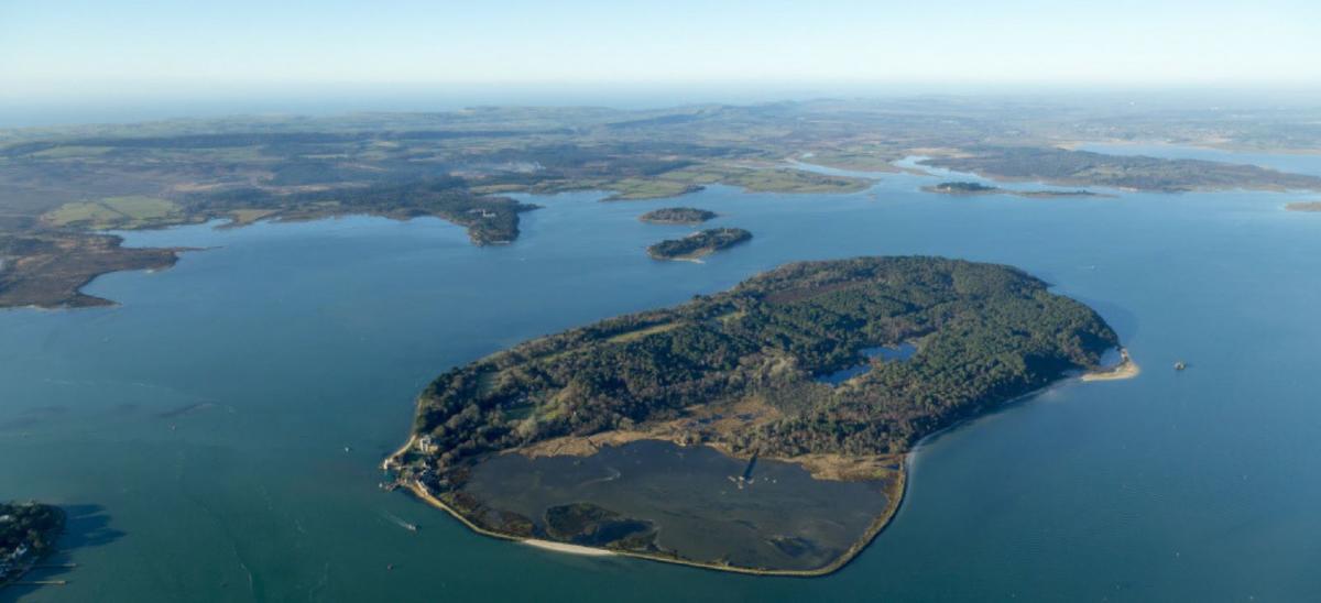 Brownsea Island aerial view - photo credit National Trust and John Miller