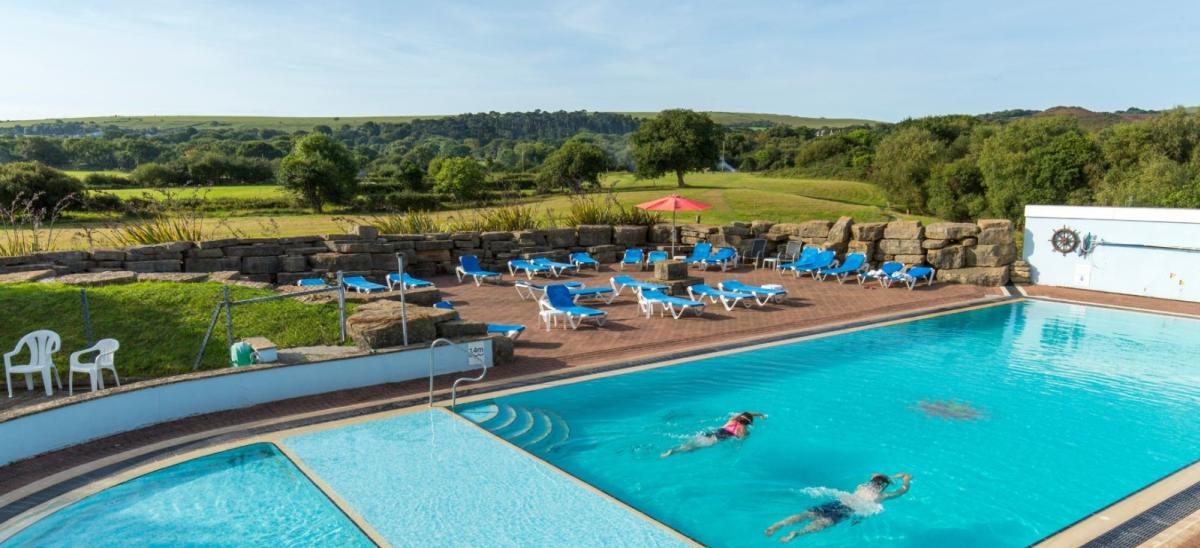 Outdoor swimming pool at Knoll House Hotel, Dorset