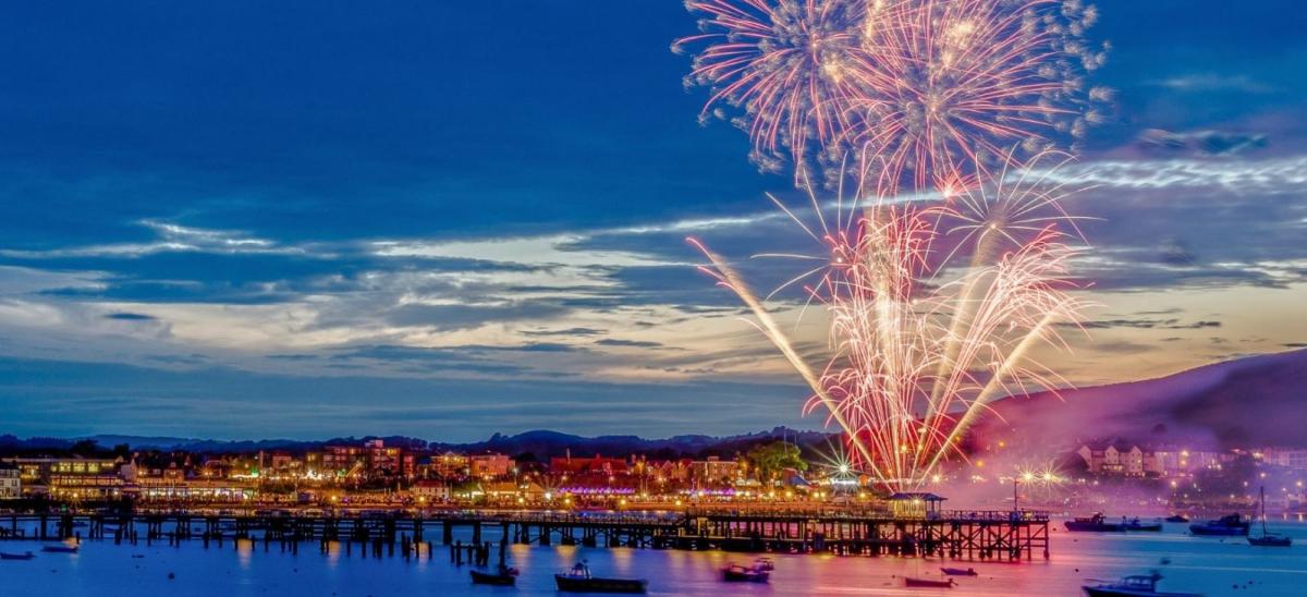 Fireworks over Swanage Bay in Dorset