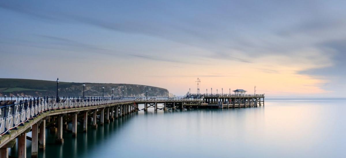Sunrise at Swanage Pier in Dorset