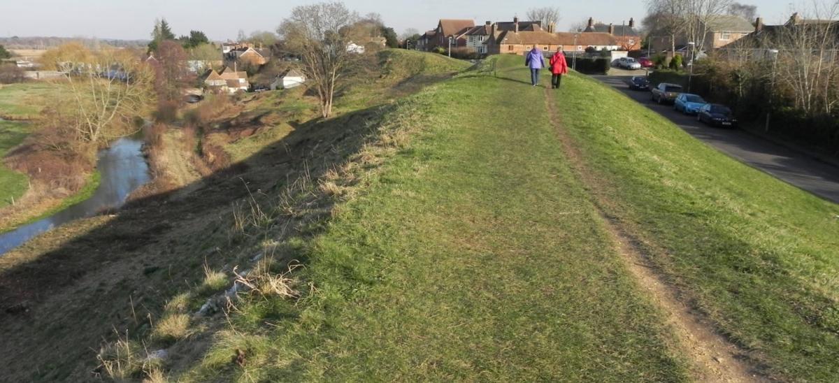 Walkers on top of Wareham Walls in Dorset