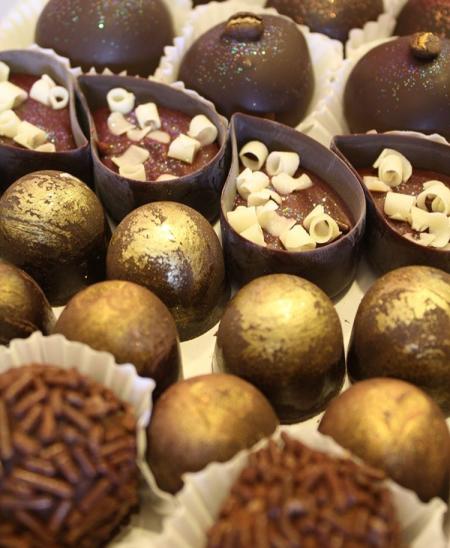 An assortment of chocolate truffles