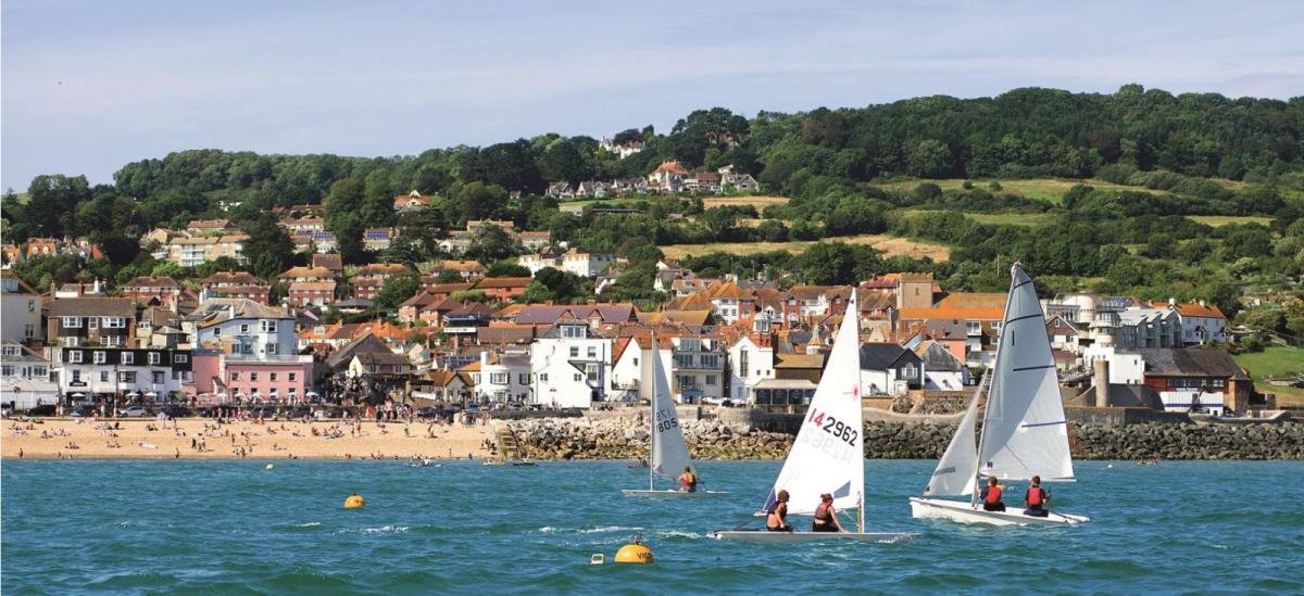 Three sail boats at Lyme Bay, Dorset