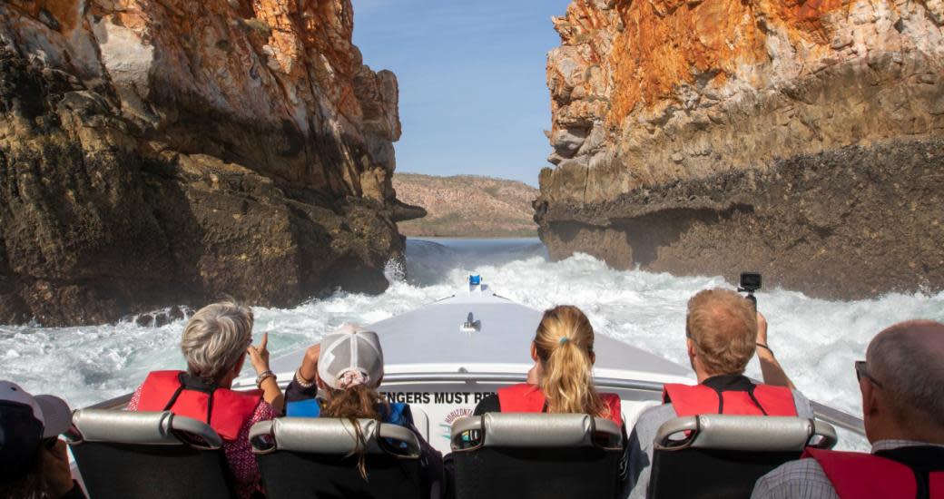 Boat ride through the Horizontal Falls in the Kimberley.