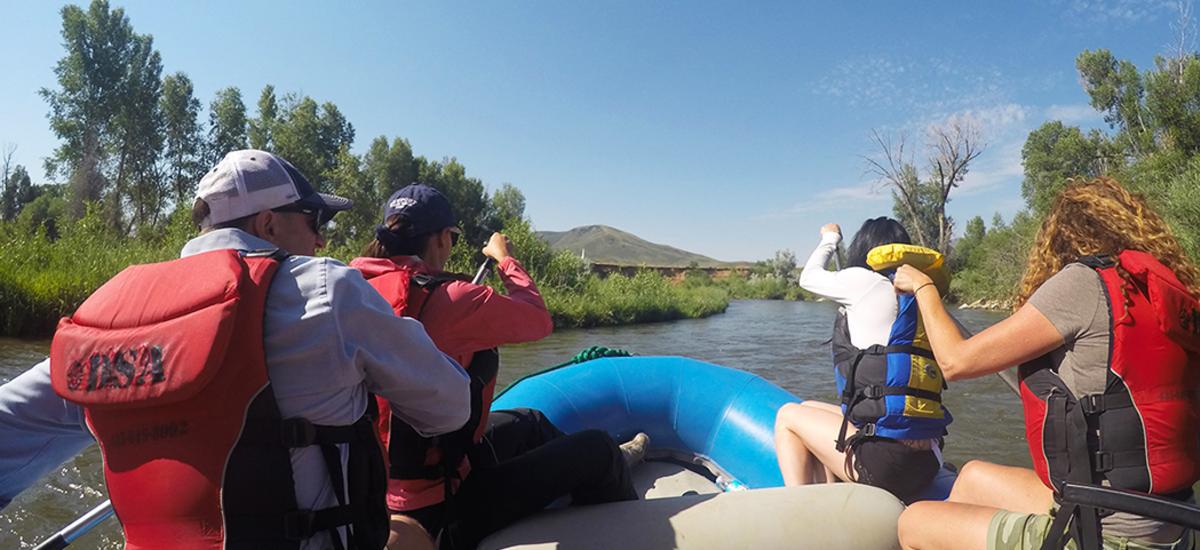 view from back of raft going down the Weber River