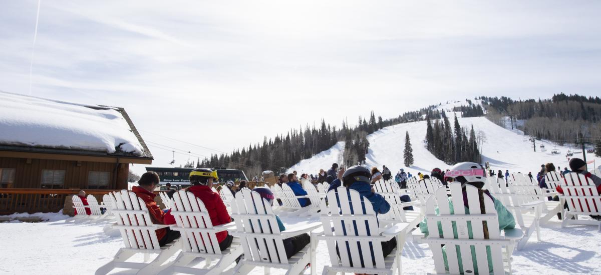 Family relaxing on Deer Valley's ski beach