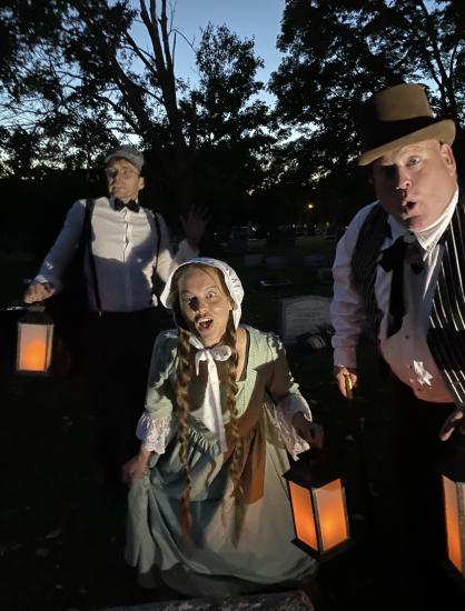 Three hosts of Westerville Ghost Tours